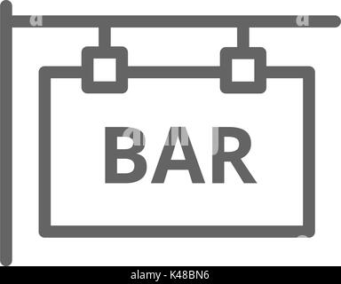 Simple bar and pub signboard line icon. Symbol and sign vector ...