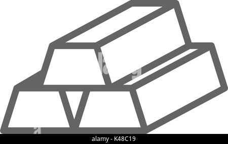 Simple gold bars line icon. Symbol and sign vector illustration design. Editable Stroke. Isolated on white background Stock Vector