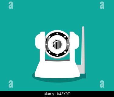 White IP camera in flat style, vector design Stock Vector