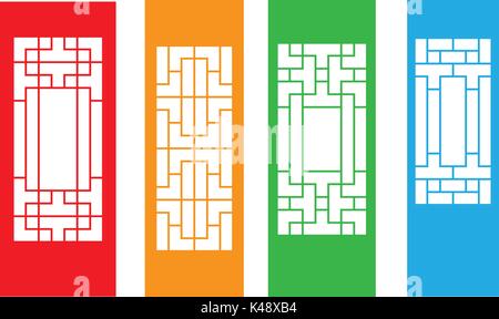 Set of Korean door isolated on white, vector design Stock Vector