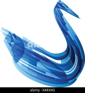 Swan logo on white in technology style, vector design Stock Vector