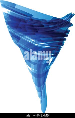 Blue tornado in technology style on white, vector design Stock Vector