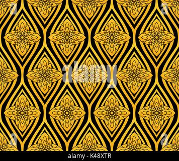 Shiny Lotus flower pattern in Thai style, vector design Stock Vector