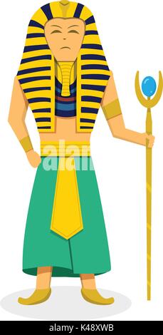 King Pharaoh on white in flat style, vector design Stock Vector