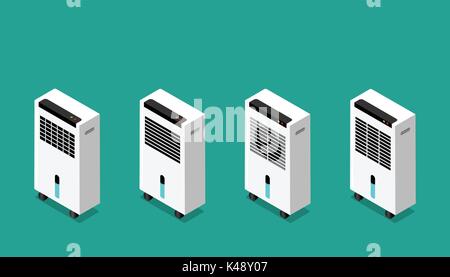 Set of Mist fan in isometric style, vector design Stock Vector