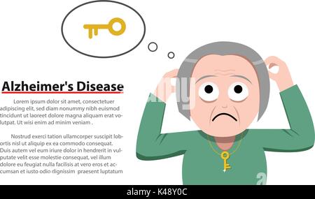 Alzheimer's Disease in old woman, vector design Stock Vector