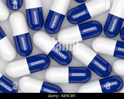 3D render of generic drug pills  isolated over white background Stock Photo