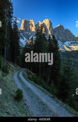 The group of Odle views from Gampen Malga at dawn. Funes Valley. Dolomites South Tyrol Italy Europe Stock Photo