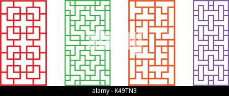 Set of rectangle Chinese pattern window frame, vector Stock Vector