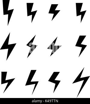 Icon set of thunder bolts, vector design Stock Vector