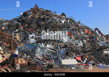 Scrap yard, metal rubbish stock in a recycling company, Schrottplatz, Metallabfaelle Lager in einem Recyclingbetrieb Stock Photo