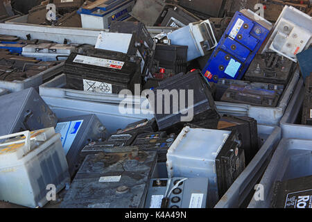 Recycling company, Recyling of old autobatteries, stock, Recyclingbetrieb, Recyling von alten Autobatterien, Lager Stock Photo