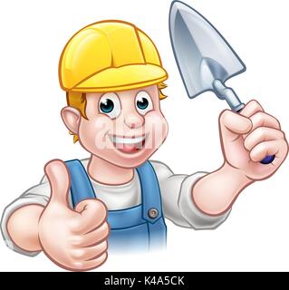 Builder Bricklayer Construction Worker Trowel Tool Stock Vector