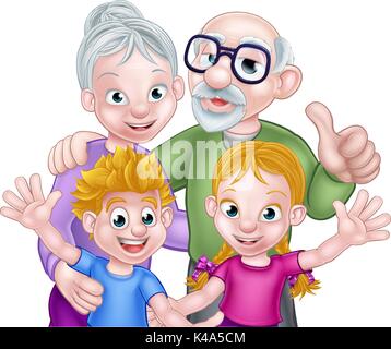 Cartoon Kids and Grandparents Stock Vector