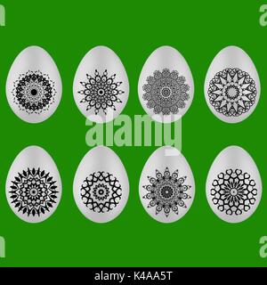 Set of Easter Eggs with Different Ornaments Stock Vector