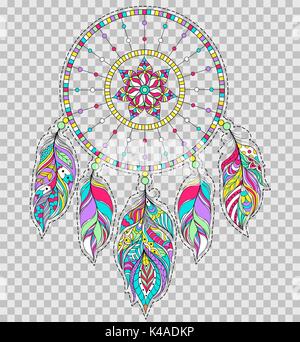 dreamcatcher on transparent background. Stock Vector