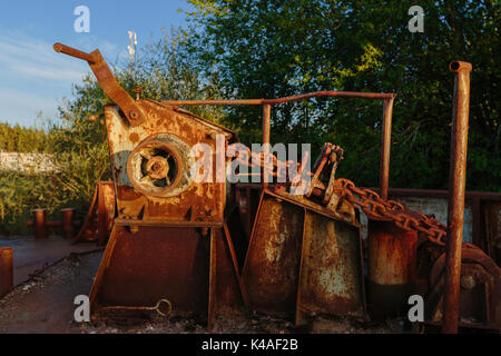 Old rusty anchor lifting mechanism Stock Photo