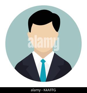 User Icon, Male avatar in business suit, Businessman flat icon. Man in business suit. Avatar of businessman. Flat internet icon in rounded shape. Web  Stock Vector