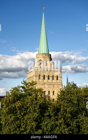Oxford, UK. The tower of Nuffield College (1949) seen from the Castle Mound Stock Photo