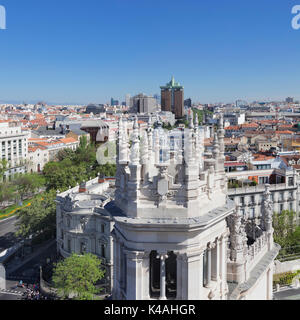View from the Palacio de Comunicaciones, Plaza de la Cibeles, Madrid, Spain Stock Photo