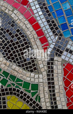 Detail View Of A Stone Bench, Which Is Decorated With Innumerable Colorful Mosaic Stock Photo