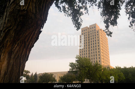 Morning comes to the State Capital grounds at Bismarck, North Dakota Stock Photo