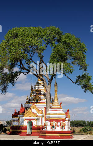 Burma, Buddhist stupas in Myanmar on the Inle Lake in Shan State Stock Photo