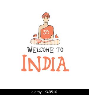 Welcome to India .Buddha symbol, vector illustration Stock Vector