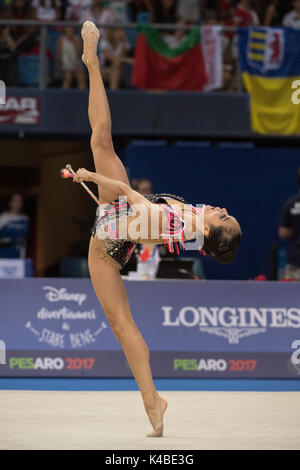 Laura Zeng of the United States performs during a rhythmic