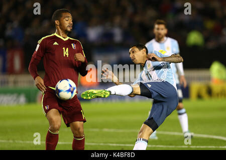 Buenos Aires, Argentina. 5th Sept, 2017. Angel Di Maria shooting the ball during the Qualifiers World Cup Russia 2018 match between Argentina and Venezuela. Credit: Canon2260/Alamy Live News Stock Photo