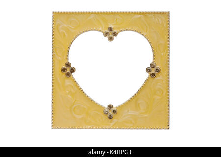Square shaped decorative photo frame with heart shaped inset isolated on white background Stock Photo