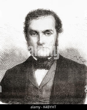 Robert Wilhelm Eberhard Bunsen, 1811 - 1899.  German chemist.   From Les Merveilles de la Science, published 1870. Stock Photo