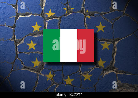 Referendum Italy Eroding Eu European Union And Italian Flags
