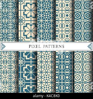 pixel pattern, textile, pattern fills, web page background, surface textures Stock Vector