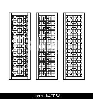 Traditional Asian Window and Door Pattern, vector set Stock Vector