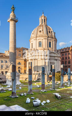 Rome Italy the Chiesa SS Nome di María Trajan's column and columns in Trajan's forum Rome Lazio EU Europe Stock Photo