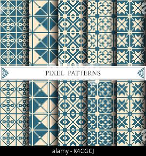 pixel pattern, textile, pattern fills, web page background, surface textures Stock Vector