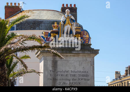 WEYMOUTH, UK - AUGUST 15TH 2017: A statue of King George III located along Weymouth seafront in Dorset, UK, on 15th August 2017. Stock Photo