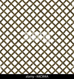 Chain-link fencing gold glitter seamless pattern. Stock Vector