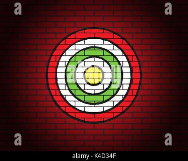 Target on brick wall with illumination, brick grunge texture Stock Vector