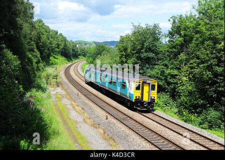 150254 heads south from Trefforest with a service for Bridgend. Stock Photo