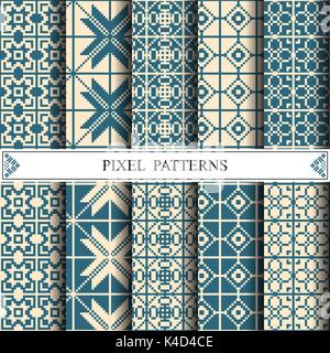 pixel pattern, textile, pattern fills, web page background, surface textures Stock Vector
