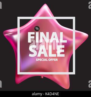 Abstract Designs Final Sale Banner in Black, Pink Colours with Frame and Balloons. Vector Illustration Stock Vector