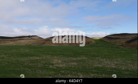 Iceland, Pseudo-Craters At Myvatn, Pond Stakholstjèrn In The North Of Iceland Stock Photo