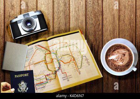 Travel planning concept on map Stock Photo
