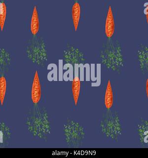 Red Fresh Carrot Seamless Pattern Stock Vector