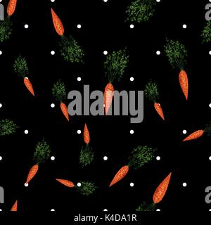 Red Fresh Carrot Seamless Pattern Stock Vector