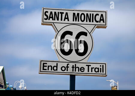 A popular excursion spot for more than a century, Southern California's Santa Monica Pier also is the western terminus of famous Route 66. Stock Photo