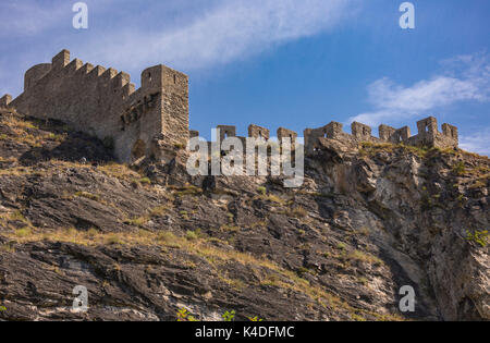 SION, SWITZERLAND - Tourbillon Castle on hilltop, in Canton of Valais. Stock Photo