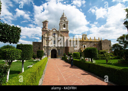 CHOLULA, PUEBLA, MEXICO - 2011: The Temple of San Francisco Acatepec is a religious monument typical of the Mexican baroque architecture. Stock Photo